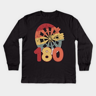 Darts Player 180 Retro Vintage Kids Long Sleeve T-Shirt